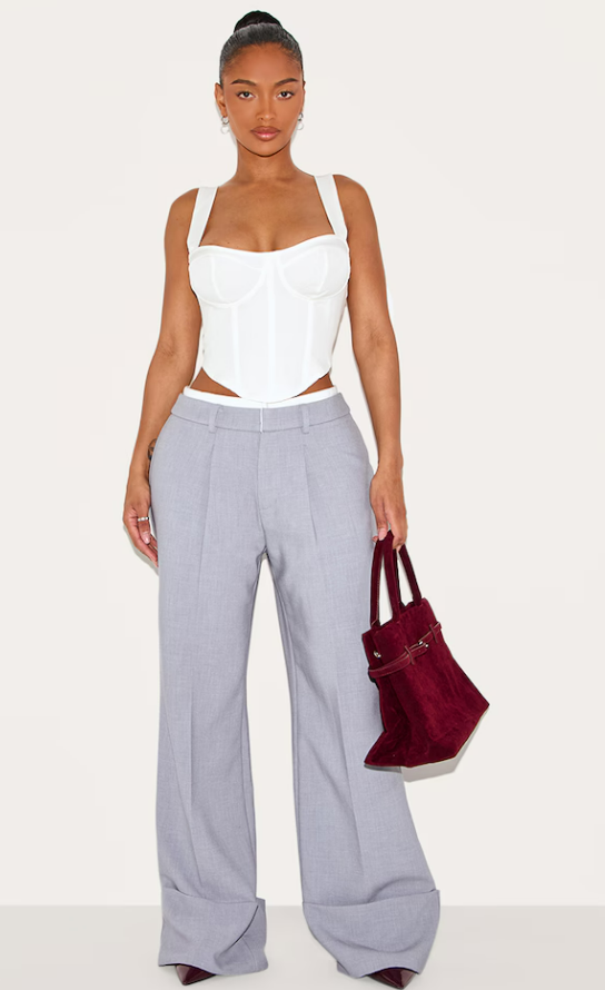 Buduima Shape White Woven Corset Crop Top